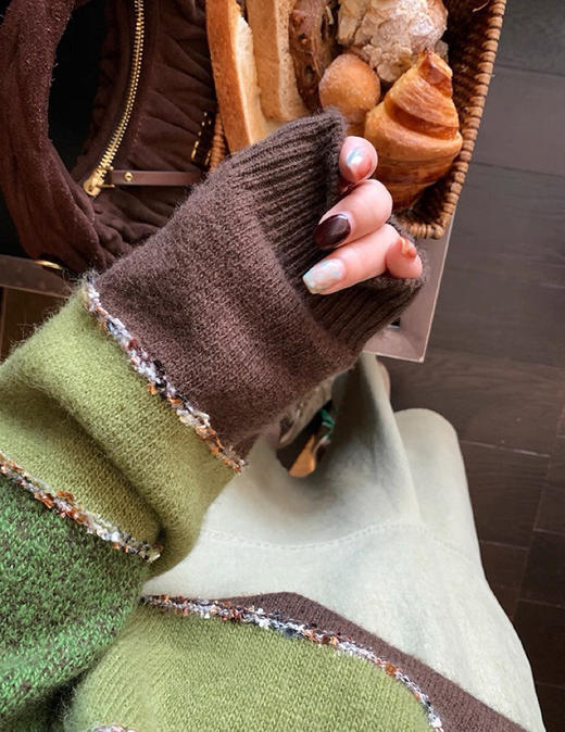 咖绿撞色毛衣 商品图2