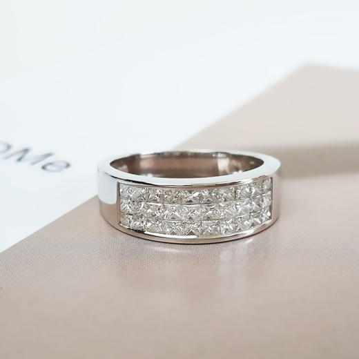 【天然正品】AU750白金经典简约宽版群镶1.284克拉钻石戒指19.5号（戒圈可改）150925NJ26 现售价：8880! 商品图5