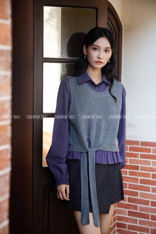 【门店同款】ENJOY冬季“暖冬知性”衬衫马夹打结上衣 167094774 商品图0