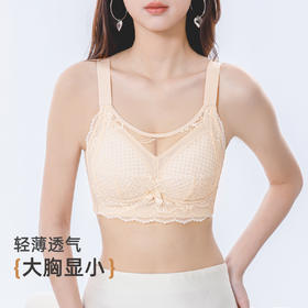 雅黛丽蕾丝内衣女大胸显小调整型文胸收副乳防下垂性感大码胸罩