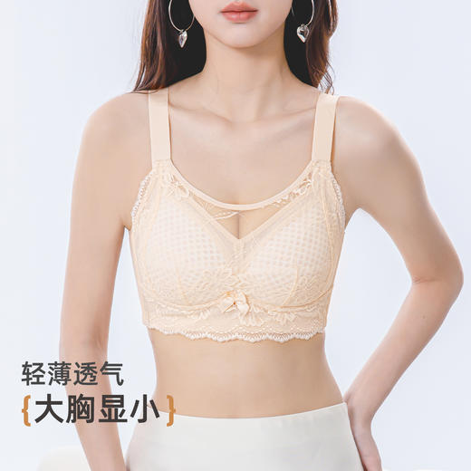 雅黛丽蕾丝内衣女大胸显小调整型文胸收副乳防下垂性感大码胸罩 商品图0