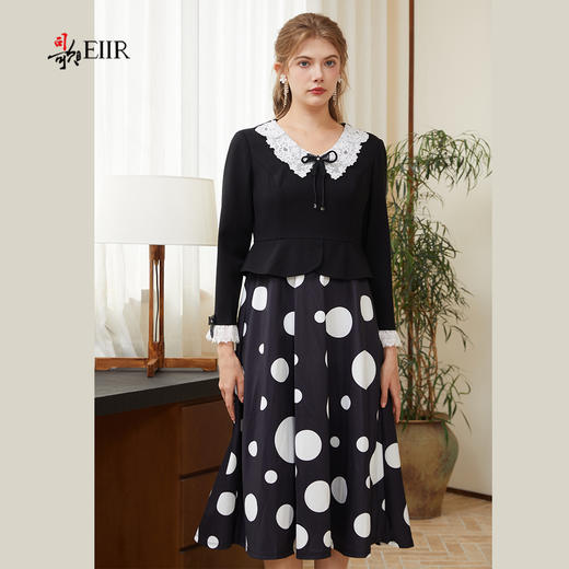 司歌长袖假两件波点长袖显瘦连衣裙A921205X 商品图1