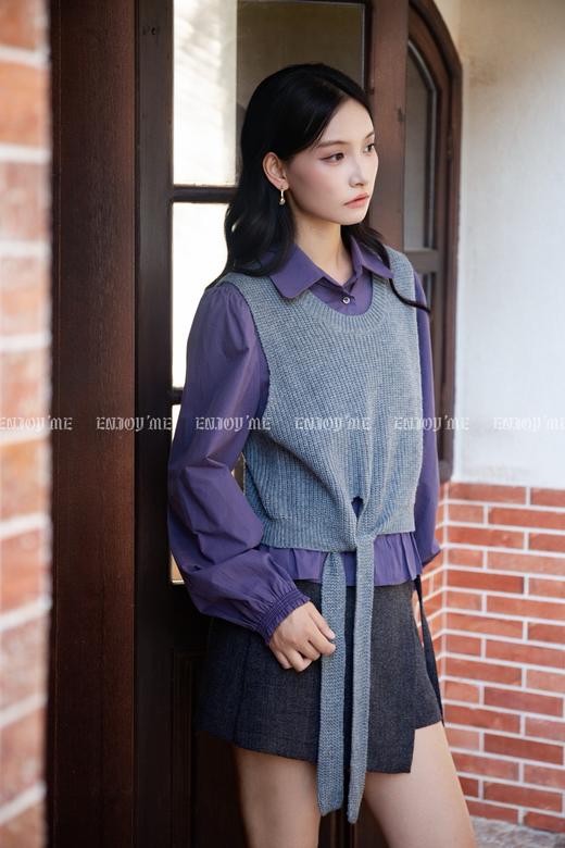 【门店同款】ENJOY冬季“暖冬知性”衬衫马夹打结上衣 167094774 商品图1