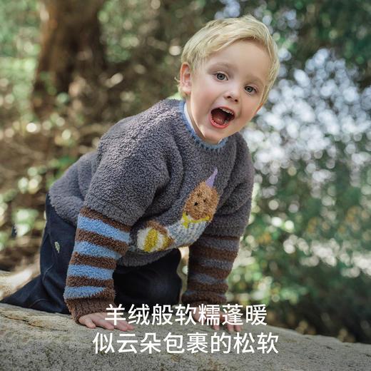【宝宝服饰】EMXEE嫚熙童装儿童针织衫2025新款秋冬保暖加绒加厚男女童半边绒毛衣 商品图2