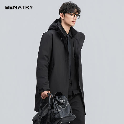 贝纳川冬季新品长款带帽鹅绒服ECF405255402 商品图3