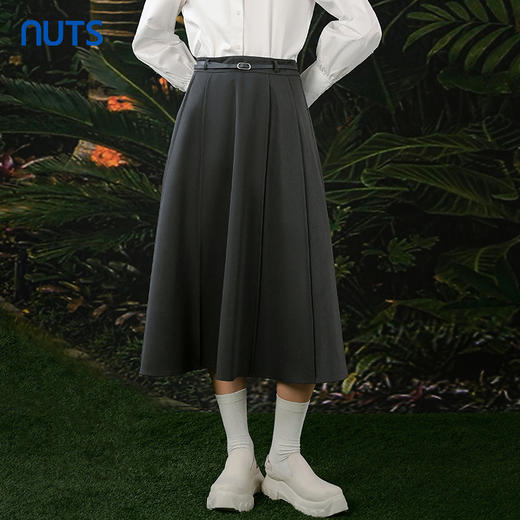 NUTS春秋季新款复古休闲简约气质高腰宽松A字半身裙女412061236 商品图0