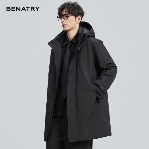 贝纳川冬季新品长款带帽鹅绒服ECF405255402 商品图1