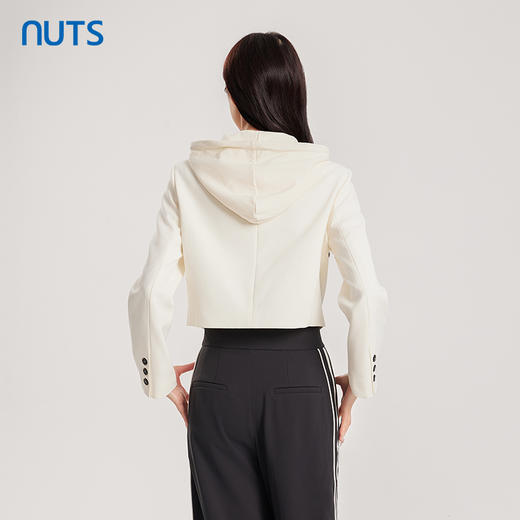NUTS商场同款春秋季白色简约设计感百搭连帽短外套女413042335 商品图4