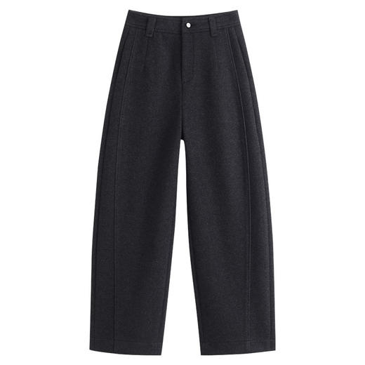 QYM H629-Y弯刀裤厚款毛呢直筒阔腿裤高腰宽松休闲裤 商品图4