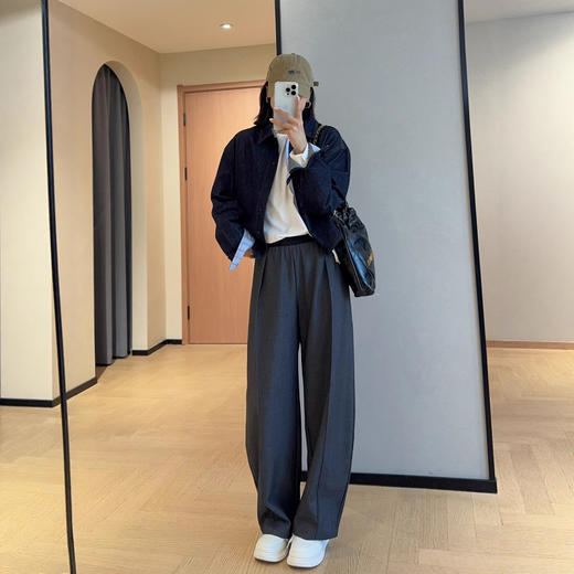 高品质！拼接格纹短款天丝翻领牛仔衬衫外套女2025秋款！ 商品图3