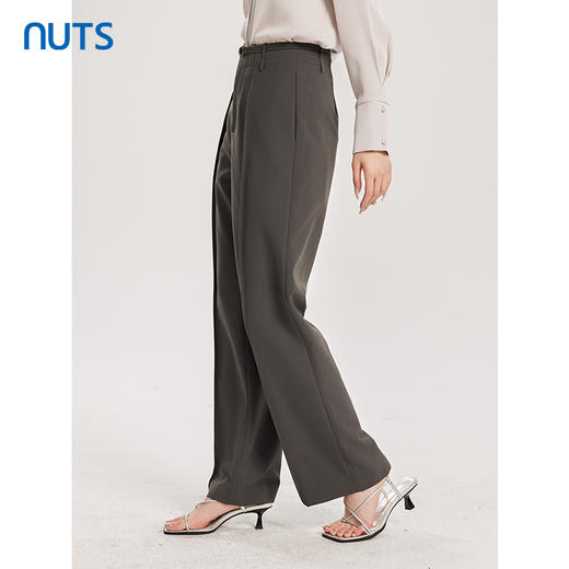 NUTS商场同款春秋季纯色时尚通勤高腰直筒显瘦休闲长裤女413072322 商品图1