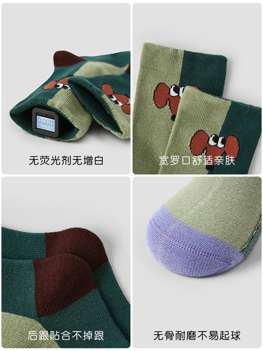 【一次抢5双！新款高弹无骨袜！】儿童袜子2025秋冬新款拼色小狗短袜棉男童袜子百搭防臭运动袜 商品图4