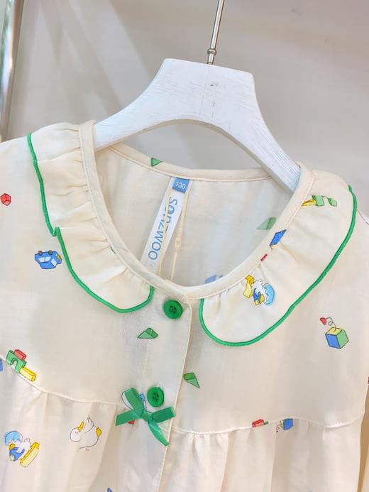 松植屋女童纱布长袖套装 成人儿童亲子款全棉双层纱面料睡衣家居服透气吸汗 商品图1