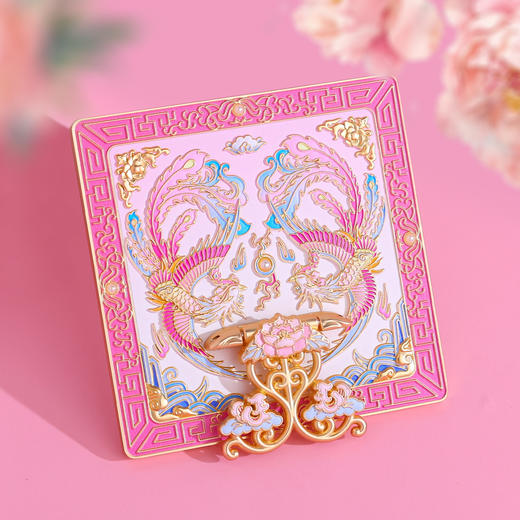 新款凤栖祥云随身镜金属故宫礼物女生手柄镜子国潮古风手持镜随身 商品图1