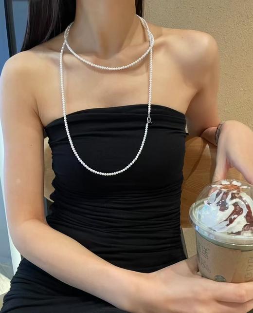 1014-3  设计感 亏清捡漏无退换 3.5-4mm baby珠长项链 120cm多圈珍珠项链 商品图2