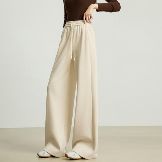 【10/15新品】熙世界高密针织香蕉裤女加厚秋冬新款休闲宽松窄版软糯风阔腿长裤 商品图4