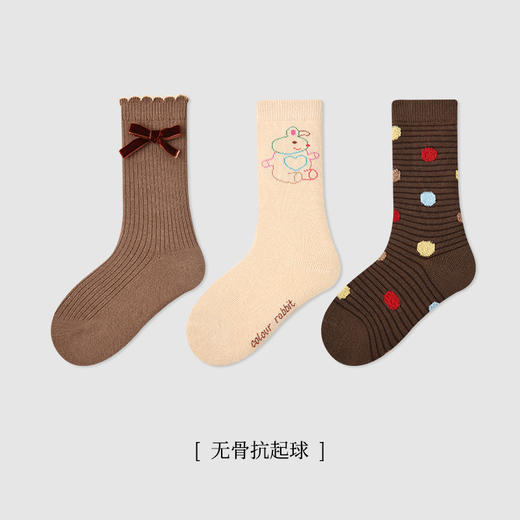 【3对优惠购！蕾丝旋律，甜美百搭！】儿童袜子 秋冬新款黑白蝴蝶结 女童中筒袜棉木耳边无骨童袜 商品图9