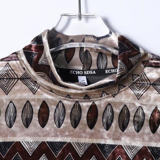 T4890SDSA男士秋冬新款痞帅男装复古绒面趣味条纹半高领长袖T恤百搭潮 商品图2