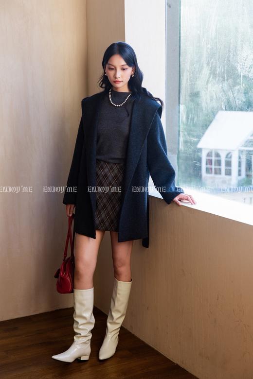【门店同款】ENJOY冬季“暖冬知性”菱形格纹A字半裙 167343224 商品图3