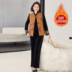 FW 8551新中式妈妈金丝绒加绒加厚套装