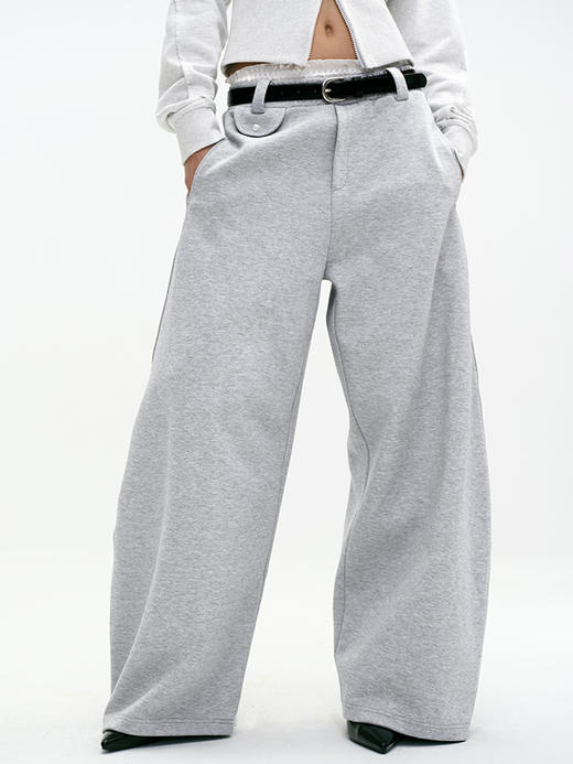 TR她热 一秒出街 灰色宽松百搭弹力松弛休闲阔腿弯刀卫裤 商品图2