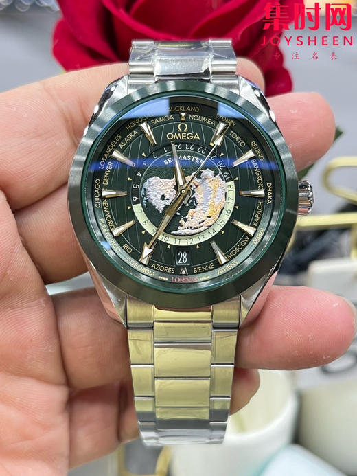 VS欧米茄新款海马世界时系列 VS海马世界时墨绿 绿海马 海马世界时绿色款 男士腕表 表径43mm 商品图4