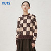 NUTS商场同款秋冬款设计感圆领格子百搭套头内搭针织衫女344052111 商品缩略图0