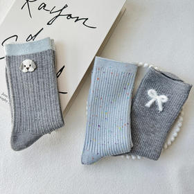 灰蓝系基础简约潮流中筒女袜-纪念日百货门店同款167094900