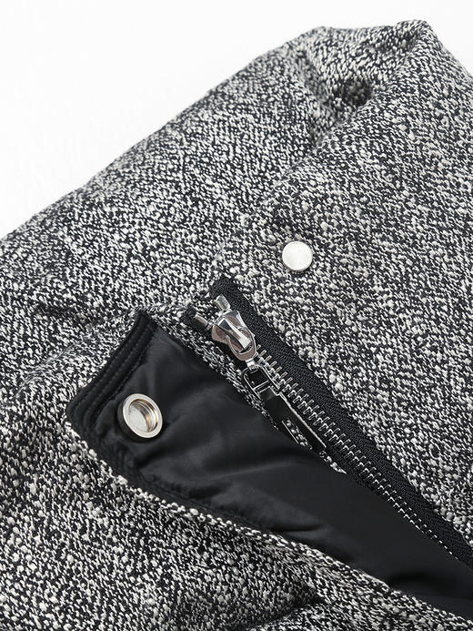 秋冬新款灰色立领羽绒马甲女复古粗花呢面料宽松显瘦外穿背心外套 商品图2