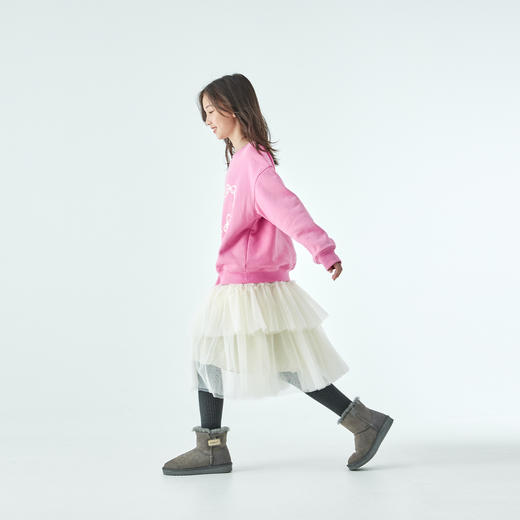 棵初25年冬季新款亲子中大女童经典款网纱半裙百搭棉柔质感A字裙 商品图3