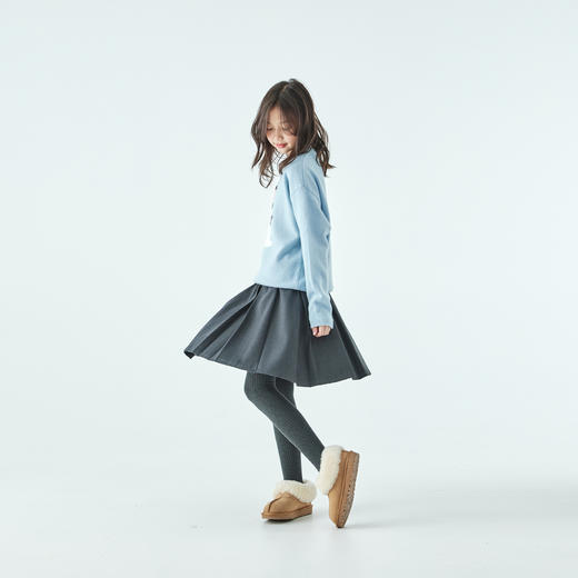 棵初25年冬季新款亲子中大女童百褶西装半裙学院风利落垂顺中长裙 商品图2
