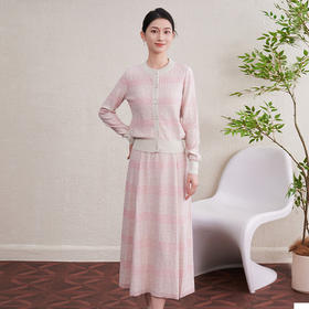 「自」全新升级【铂金会员496/天猫669/差价173】(99251)洛诗琳2025秋冬复古单排扣针织上衣中长款A字半身裙两件套