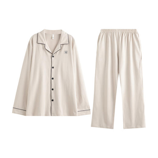 爱帝男式长袖睡衣套精梳棉经典翻领套装 商品图8