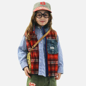 日本DD童装 DENIM DUNGAREE 复古绒格纹马甲