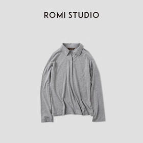 ROMI STUDIO“松弛随性”棉质无束缚感宽松polo领长袖T恤RWCASU5261