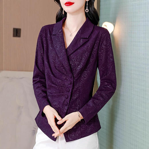 XMZ1223秋季高级感时尚弹力压花工艺气质衬衫女2025新款修身显瘦长袖上衣 商品图0