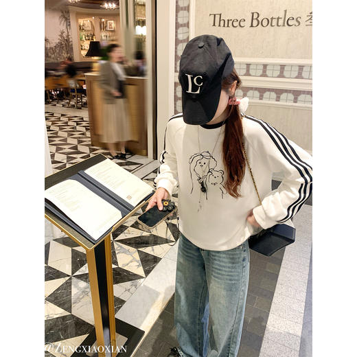 <曾小咸推荐>现货秒杀 ！微信超特价！韩系小熊印花条纹打底衫 日常159.99 立减80 秒杀79.99！！ 商品图4