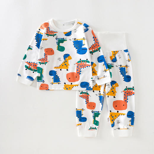 小猪大卫秋冬纯棉高腰护肚套装男女童家居服80-110 商品图9