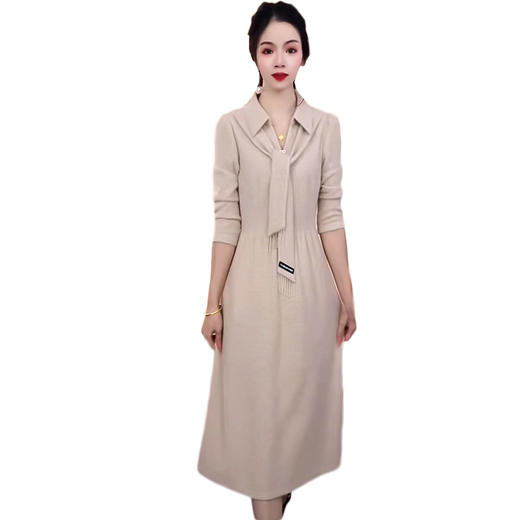 QYM 25PB50-Y时尚连衣裙气质收腰中长款洋气厚款裙 商品图4