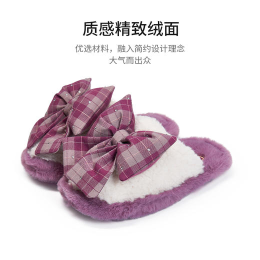 泰兰尼斯小中童冬款甜美蝴蝶结棉拖鞋T22X3D4225 商品图1