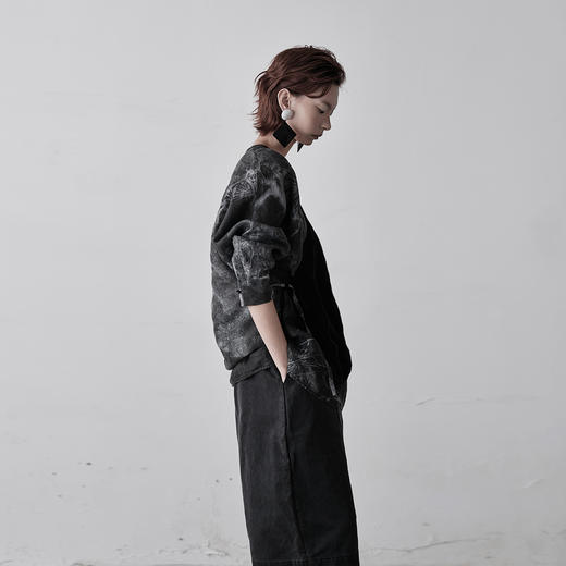 不裁 云尽秋·松石印花交领衬衣 商品图0