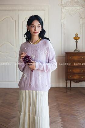 【门店同款】ENJOY冬季“暖冬软糖”手绣花朵针织上衣 166746339