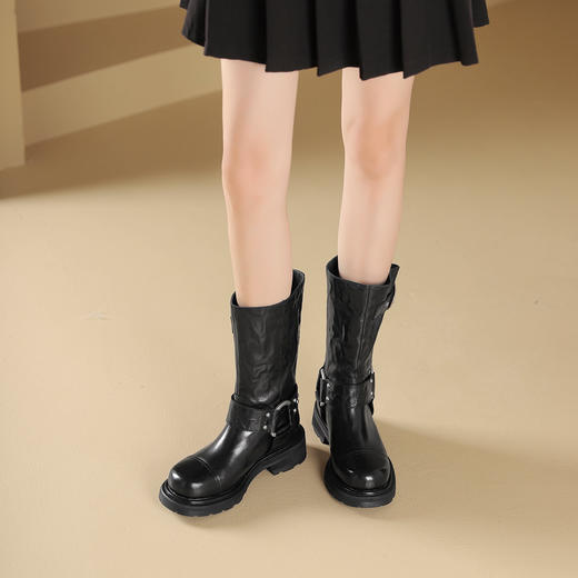 westory2024年秋冬新款厚底增高中筒骑士靴W24DC84401 商品图2