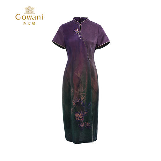 【梅兰九重紫】【香云纱】【花罗】立体剪裁国风印花立领旗袍裙ED2E445 商品图4