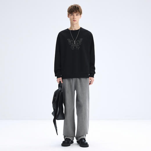 gxg.jeans男装2025秋款亲肤透气圆领卫衣经典百搭叠穿青少年男士套头卫衣K&C 商品图3