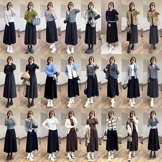 醋酸羊毛6片裙！一键藏肉！2025内折松紧腰秋冬长裙口袋半身裙！ 商品图4