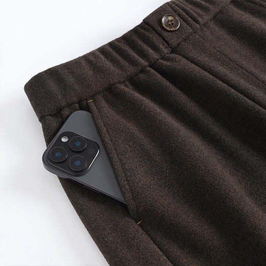 QYM H628-Y格子拼结阔腿裤厚款毛呢裤宽松休闲直筒休闲裤 商品图3