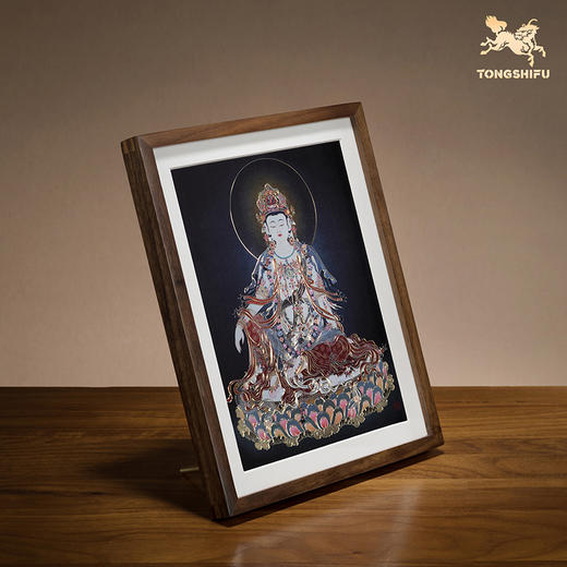 铜师傅 手工錾刻 铜雕画《水月观音（桌面）》客厅桌面装饰画 商品图2