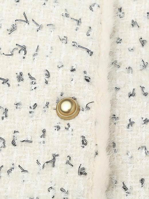 秋冬新款小香风粗花呢外套女圆领单排扣仿貂毛边设计感宽松夹棉上衣 商品图4