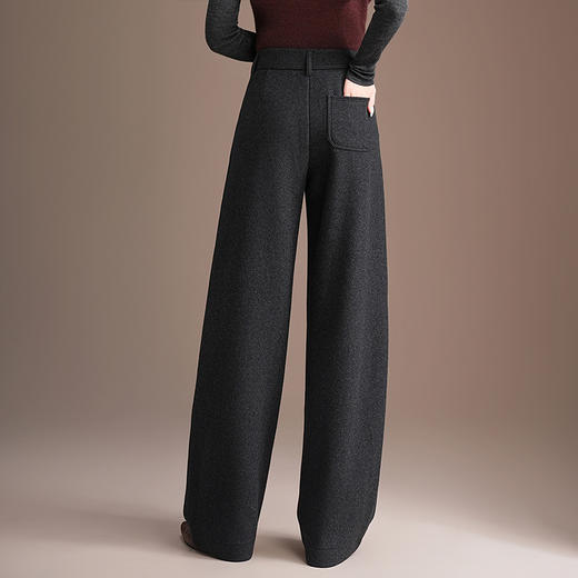 QYM H632-Y厚款弯刀裤高腰休闲裤直筒毛呢裤 商品图2